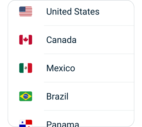 Strong connect step 2, choose VPN server location